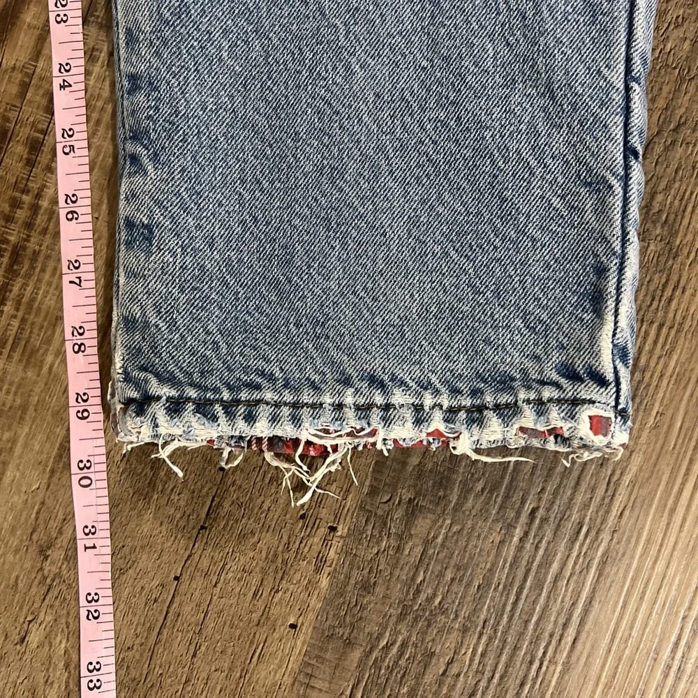 LL Bean Flannel lined Jeans distressed 34x32 (Fits 32x29.50) Made in‎ USA Ripped